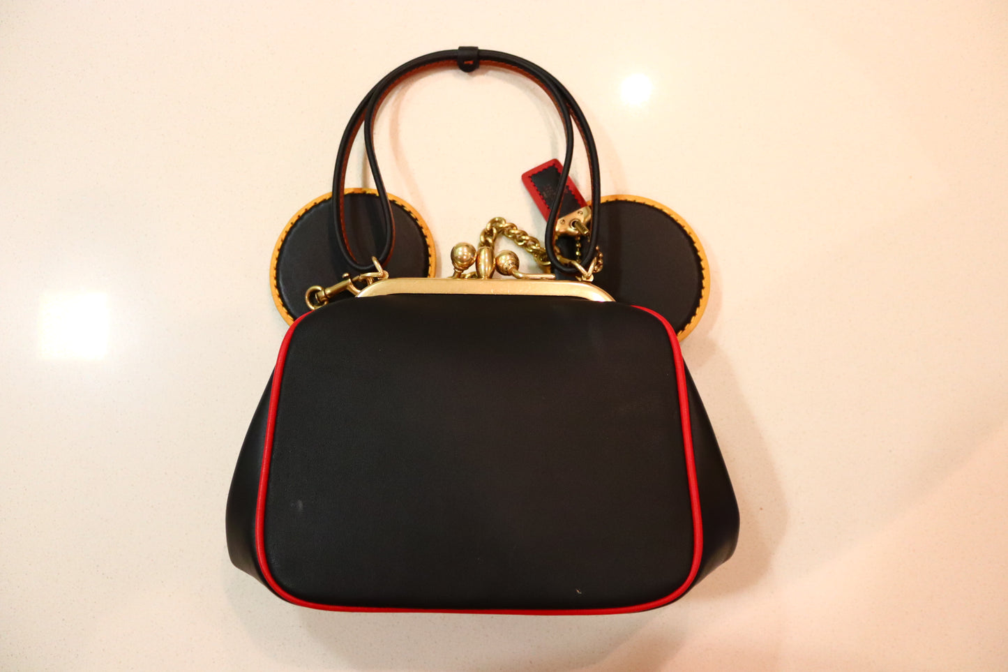 Coach Black Leather mickey mouse x keith haring Shoulder Bag